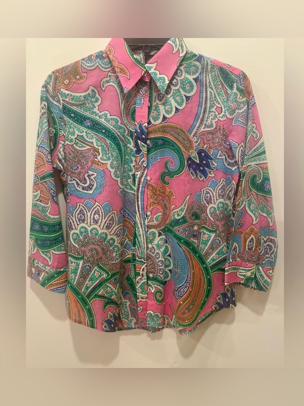 Lauren Ralph Lauren Pink Paisley Print Blouse